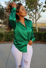 Load image into Gallery viewer, Emerald Green Satin Button Down W/Bralette
